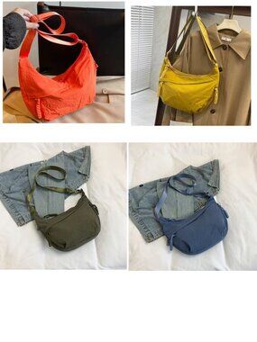 Women Crescent Shoulder Bag Nylon Crossbody Hobo Slouchy Sling Bag Lightweight
